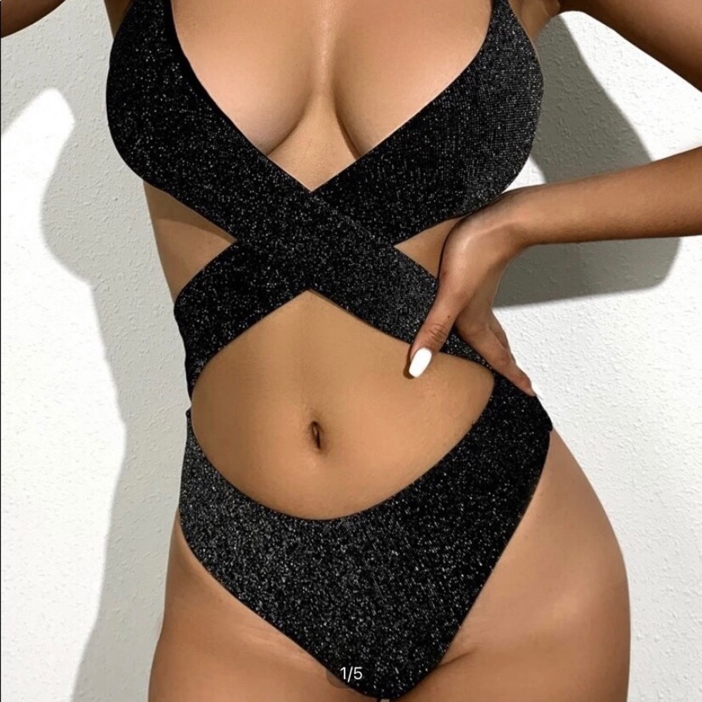 Black Glitter Bathing Suit